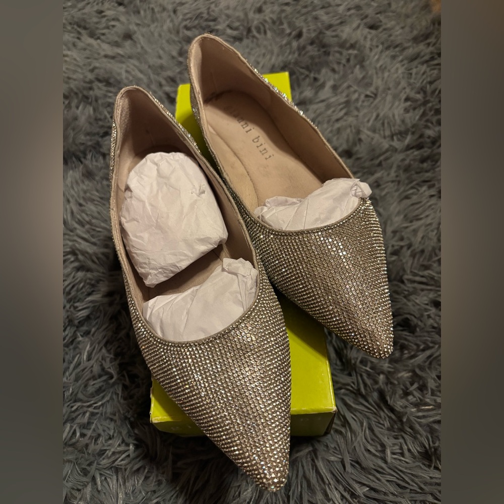 Gianni Bini Glittering Silver Loafers